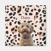 カスタムLeopard Print Dog Photo with Name マグネット (正面)