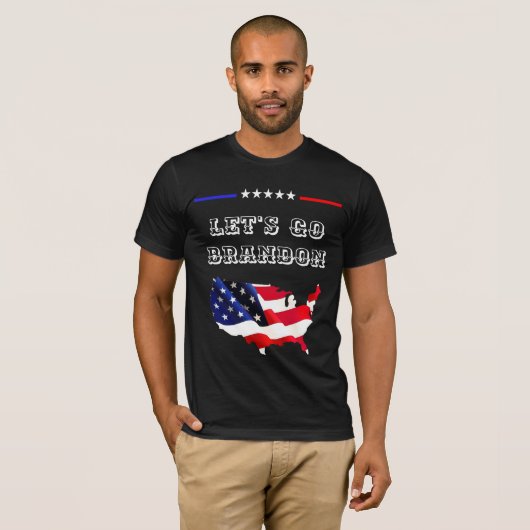 カスタムLET'S GO BRANDON おもしろい Trump USA FLAG Tシャツ (正面フル)