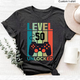 カスタムLevel 50 Unlocked Video Gamer 50誕生日 Tシャツ