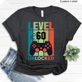 カスタムLevel 60 Unlocked Video Gamer 60誕生日 Tシャツ
