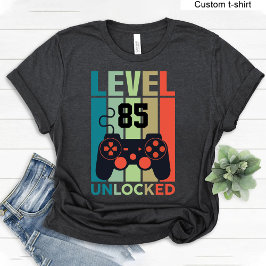 カスタムLevel 85 Unlocked Video Gamer 85誕生日 Tシャツ