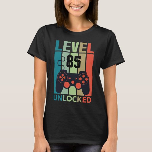 カスタムLevel 85 Unlocked Video Gamer 85誕生日 Tシャツ (正面)