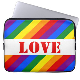 カスタムLGBTQ+レインボーフラッグストライプ プライド月間 -  ラップトップスリーブ