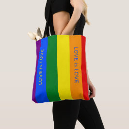 カスタムLGBTQIA+レインボーフラッグ ラブストライプ Pride用 トートバッグ