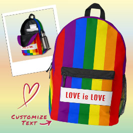 カスタムLGBTQIA+レインボーフラッグ ラブストライプ Pride用 プリントバックパック