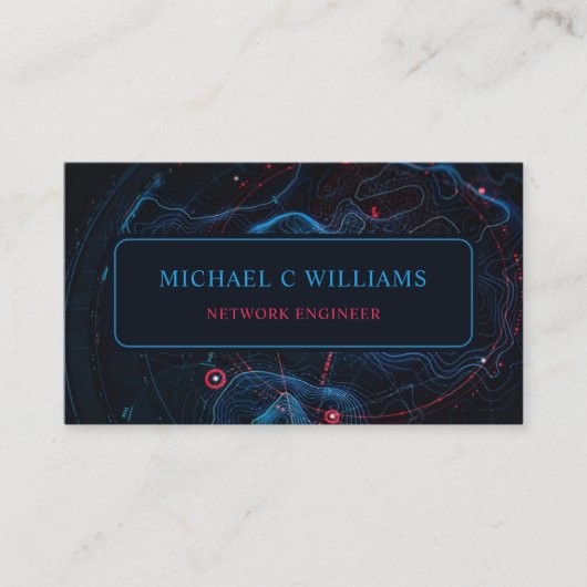 カスタムLight Dark Navy Blue Red回路 名刺 (正面)