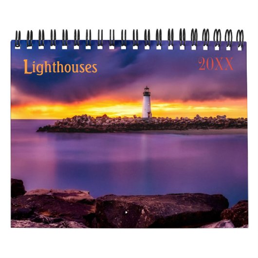 カスタムLighthouse Calendar|編集可能な年文字 カレンダー (カバー)