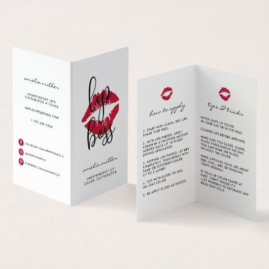 カスタムLip製品ディストリビューターのヒントとコツ 名刺 (内部&外部)