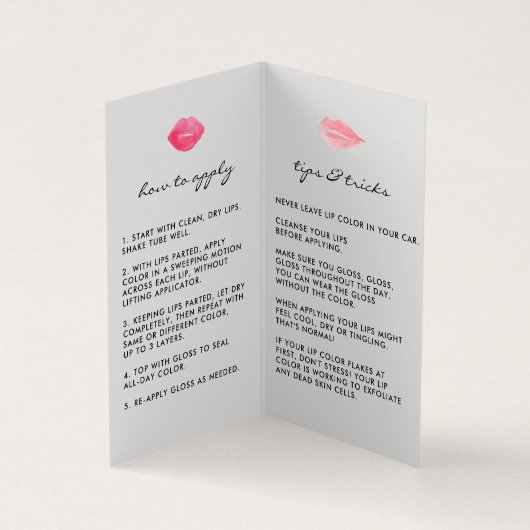 カスタムLip製品ディストリビューターのヒントとコツ 名刺 (内部)