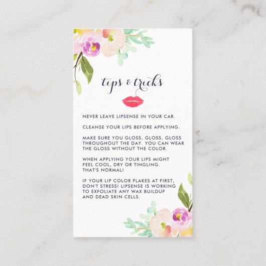 カスタムLip製品ディストリビューターのヒントとコツ 名刺 (裏面)