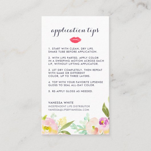 カスタムLip製品ディストリビューターのヒントとコツ 名刺 (正面)