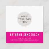 カスタムLOGOシックモダンミニマルブライトピンクのブラック スクエア名刺 (正面)