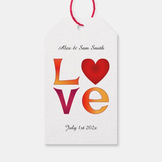 カスタムLOVEスクエア結婚の日付お祝い日 ギフトタグ (裏面)