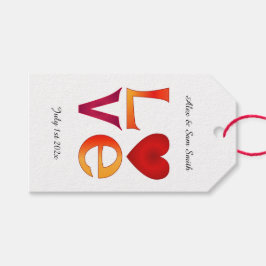 カスタムLOVEスクエア結婚の日付お祝い日 ギフトタグ