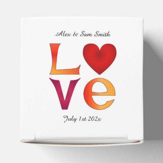 カスタムLOVEスクエア結婚の日付お祝い日 フェイバーボックス (上部)