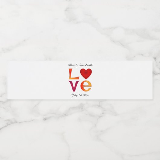 カスタムLOVEスクエア結婚の日付お祝い日 ペットボトルラベル (シングルラベル)