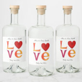 カスタムLOVEスクエア結婚の日付お祝い日 リキュールボトルラベル (ボトル)