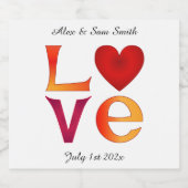 カスタムLOVEスクエア結婚の日付お祝い日 リキュールボトルラベル (シングルラベル)