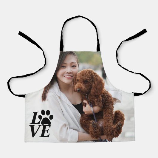 カスタムLOVEポープリントエプロン – ドッグ恋人の必需品 エプロン (正面)