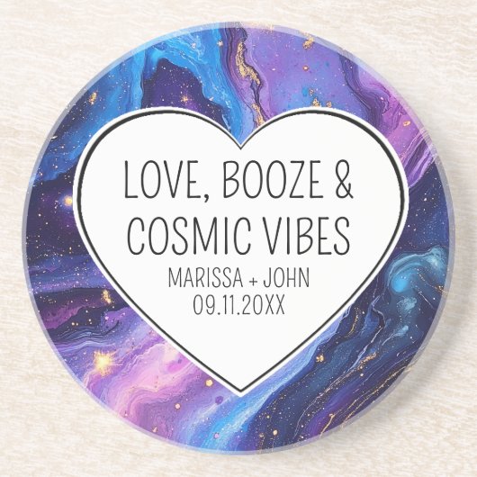 カスタムLove, Booze, and Cosmic Vibes結婚の コースター (正面)