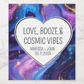カスタムLove, Booze, and Cosmic Vibes結婚の ワインラベル (シングルラベル)