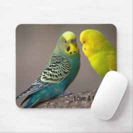 カスタムLove+Loveテキストインコ画像マウスパッド マウスパッド