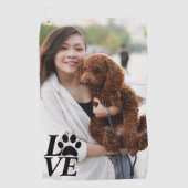 カスタムLOVE Pawプリントゴルフタオル – 愛犬家 ゴルフタオル (正面)