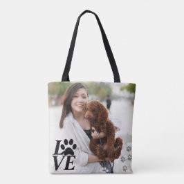 カスタムLOVE Paw Print Tote Bag - Dog Lover's トートバッグ