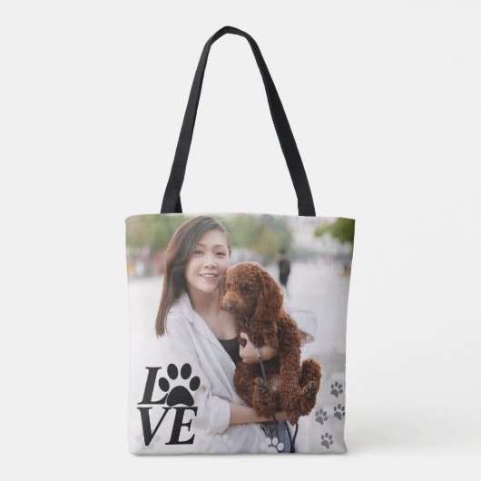 カスタムLOVE Paw Print Tote Bag - Dog Lover's トートバッグ (裏面)