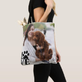 カスタムLOVE Paw Print Tote Bag - Dog Lover's トートバッグ (クローズアップ)
