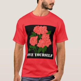 カスタムLove Yourselfテキスト赤色ベーシックダークTシャツ Tシャツ