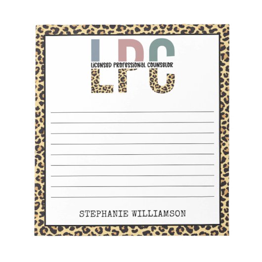 カスタムLPCライセンスプロフェッショナルカウンセラーギフト ノートパッド (正面)