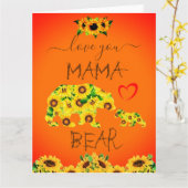 カスタムMAMAベアサンフラワーママ誕生日マザーデイ カード (黄色い花)