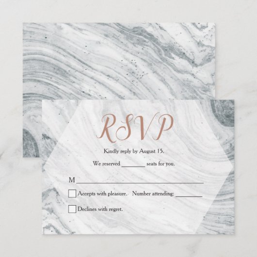 カスタムMarble RSVP結婚、Chic 出欠カード (正面/裏面)