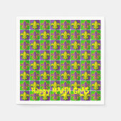 カスタムMARDI GRAS（紋章の）フラ・ダ・リ使い捨て紙 スタンダードカクテルナプキン (正面)