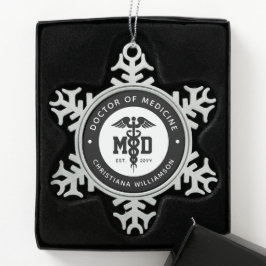 カスタムMD医学博士の卒業 スノーフレークピューターオーナメント