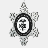 カスタムMD医学博士の卒業 スノーフレークピューターオーナメント (右)