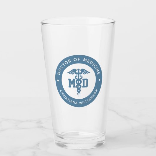 カスタムMD医学博士の卒業 タンブラーグラス (正面)