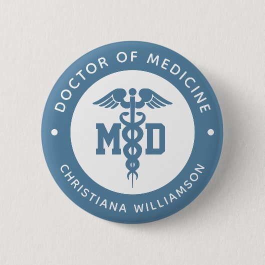 カスタムMD医学博士の卒業 缶バッジ (正面)