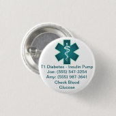 カスタムMedical Alertボタンティール(緑がかった色) 缶バッジ (正面&裏面)