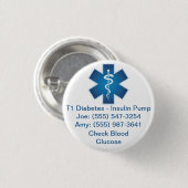カスタムMedical Alertボタン（青） 缶バッジ (正面&裏面)