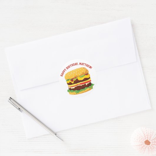 カスタムMessage Cheeseburgerスタンプまたはシール ラウンドシール (封筒)