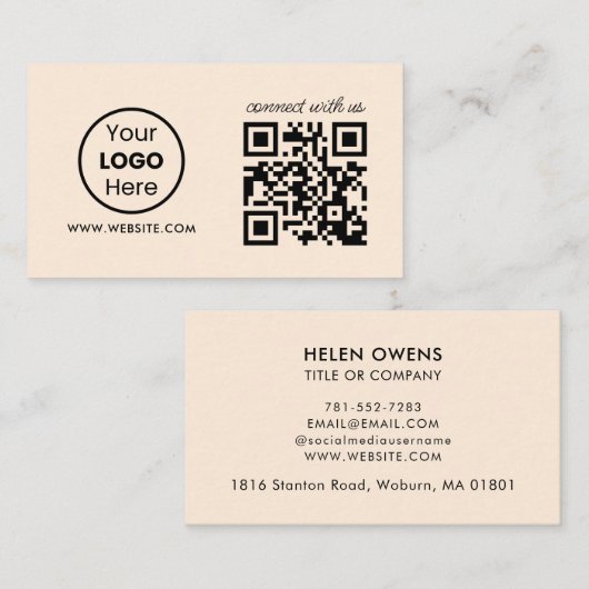 カスタムMicrosoft QRコードとの接続 |会社のロゴ 名刺 (正面/裏面)