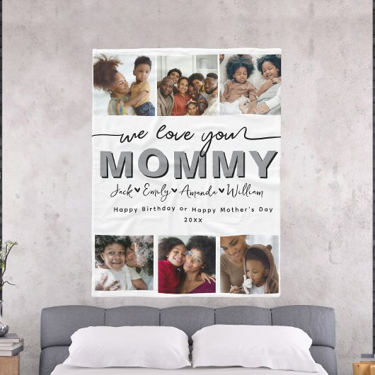 カスタムMommyエレガント Photo collageを愛している フリースブランケット