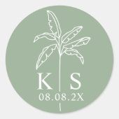 カスタムMonogram日付の保存ロゴクラシックラウンド ラウンドシール (正面)