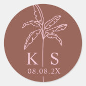 カスタムMonogram日付の保存ロゴクラシックラウンド ラウンドシール (正面)