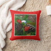 カスタムMONOGRAM無地の Red追加フォト クッション (ブランケット)