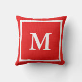 カスタムMONOGRAM無地の Red追加フォト クッション (裏面)