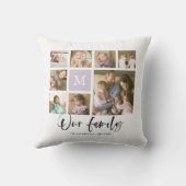 カスタムMonogram私たちの家族の写真コラージュ クッション (裏面)