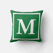 カスタムMONOGRAM緑無地のの追加フォト クッション (裏面)